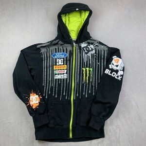 DC Shoes Ken Block Mens Sweater XL Black Full Zip Hoodie Monster Ford Rally Race
